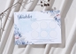 Preview: Personalisierte Glückslos-Karte mit dem Namen „Steffi“ im romantischen Aquarell-Design mit blauen Blumen und goldenen Akzenten. Die Karte liegt auf hellem Stoff mit dekorativem Zweig im Hintergrund. Sechs leere Rubbelfelder sind sichtbar.