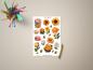 Preview: Sticker-Set mit handgezeichneten Blumen in verschiedenen Farben und Formen.