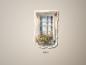 Preview: Handgefertigtes Aquarellbild eines Vintage-Fensters mit Blumenkasten – Bild C
