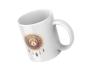 Preview: Weißer Keramikbecher mit einem Boho-Sonnenmotiv, das ein lächelndes Gesicht umgeben von leuchtenden Sonnenstrahlen und hängenden Federn zeigt. Ein harmonisches Design, perfekt für Liebhaber spiritueller Symbole und boho-inspirierter Kunst.