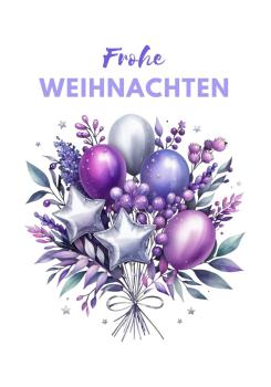Preview: Elegantes Weihnachtsgrußkarten-Set mit Weihnachtssternen und Winterballons in Violett und Silber Preview: Elegantes Weihnachtsgrußkarten-Set mit Weihnachtssternen und Winterballons in Violett und Silber