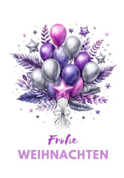 Preview: Elegantes Weihnachtsgrußkarten-Set mit Sternballons in Silber und Lila Preview: Elegantes Weihnachtsgrußkarten-Set mit Sternballons in Silber und Lila