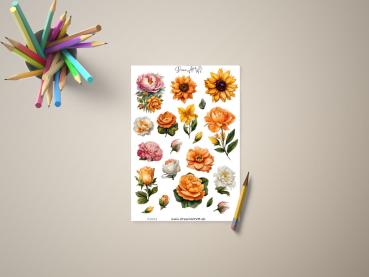 Preview: Blumen Sticker Sheet – Strahlende Blütenpracht für kreative Projekte Preview: Blumen Sticker Sheet – Strahlende Blütenpracht für kreative Projekte