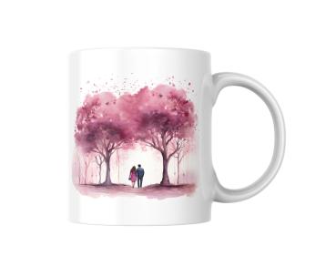 Preview: Personalisierte romantische Tasse – „Gemeinsam bis in die Ewigkeit“ mit Zitat über unendliche Liebe Preview: Weiße Tasse mit einem Aquarellmotiv eines Paares, das Hand in Hand unter rosafarbenen Bäumen geht. Romantisches Design, ideal als Geschenk für Paare oder als Erinnerung an besondere Momente.