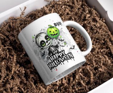 Preview: Tasse mit Halloween-Skelettkostüm und Kürbis-Ballon Preview: Tasse mit Halloween-Skelettkostüm und Kürbis-Ballon