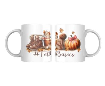 Preview: Herbsttasse mit gemütlichem Design - #FallBasics Preview: Eine weiße Keramiktasse mit dem Schriftzug