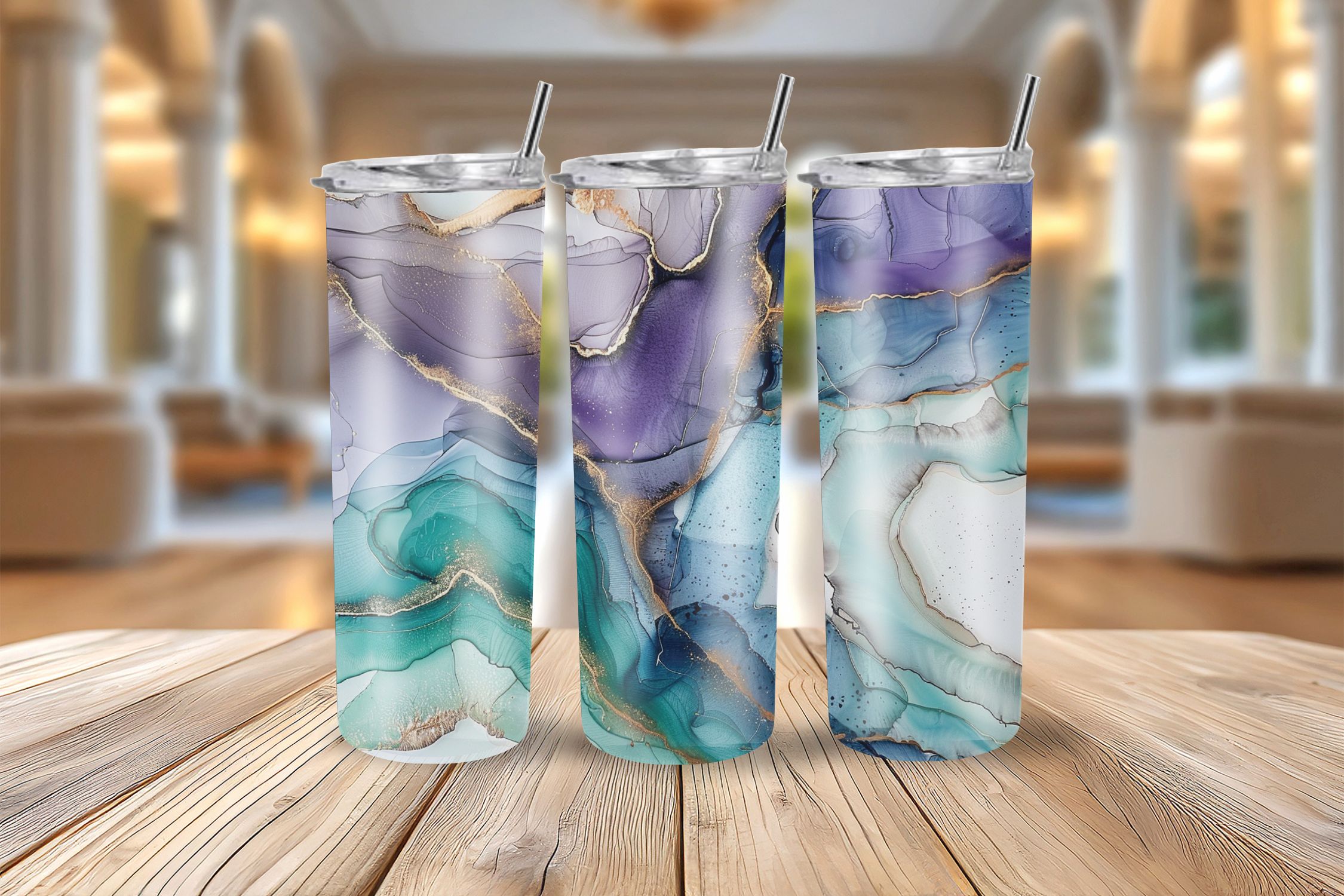 Thermobecher mit abstraktem Marmor-Design – Stilvoll & funktional