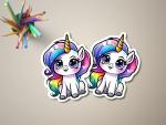 Einhorn mit Regenbogenmähne Sticker Set, 2 St. – Magischer Glanz für kreative Projekte